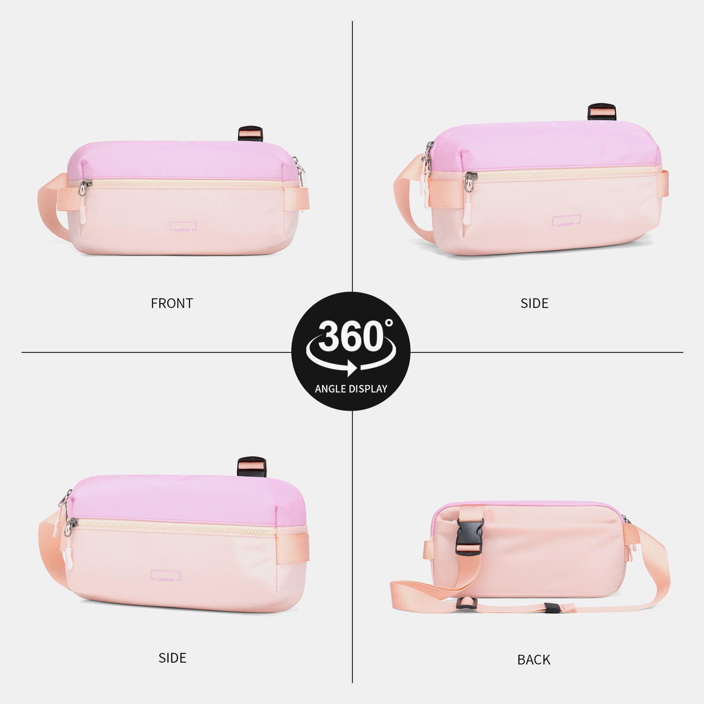 Fanny Pack Crossbody Bag for Women, Water-resistant Sling Bag with Adjustable Strap, Fashion Waist Pack for Traveling Hiking Pink