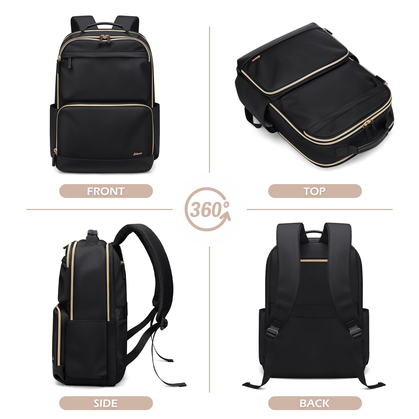 Laptop Backpack for Women: 16 Inch Work Backpack Woman Large Bookbag Waterproof College Computer Teacher Nurse Adult Backpacks Black Business Travel Purse Bag with Laptop Compartment
