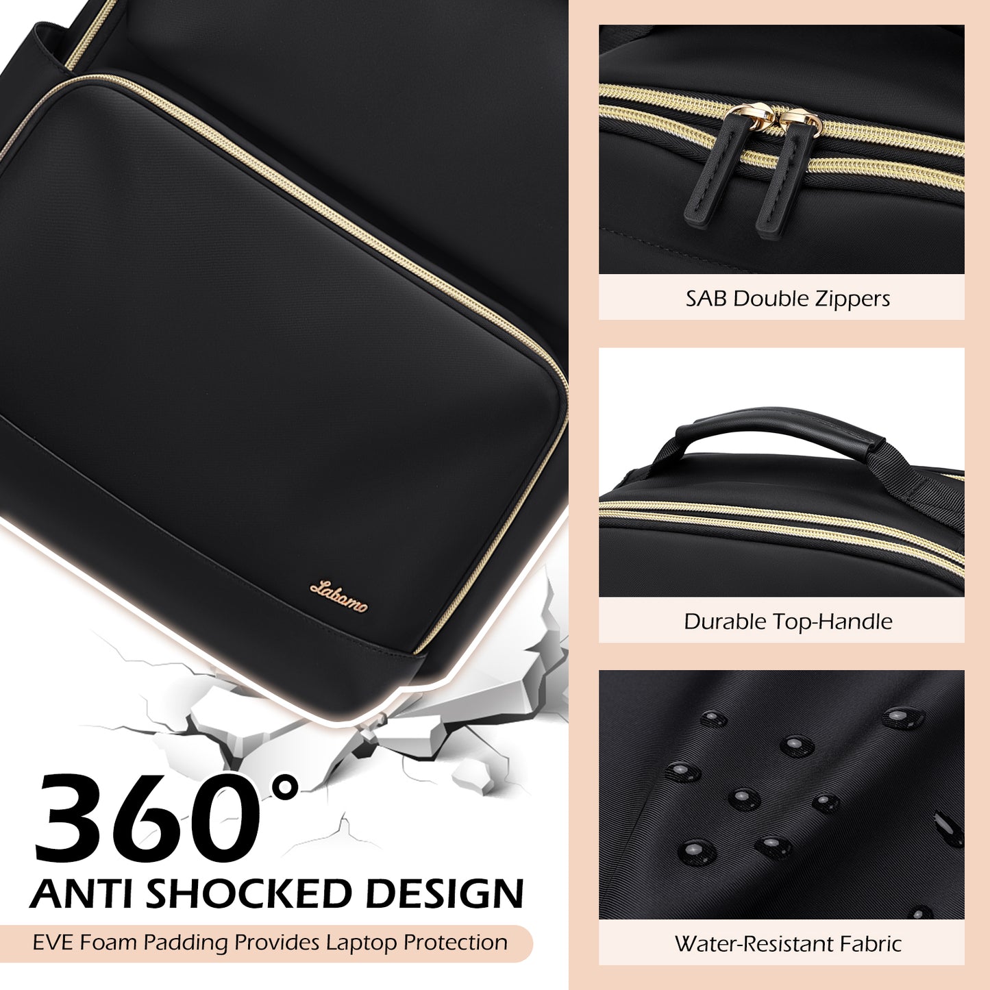 Laptop Backpack for Women: 16 Inch Work Backpack Woman Large Bookbag Waterproof College Computer Teacher Nurse Adult Backpacks Black Business Travel Purse Bag with Laptop Compartment