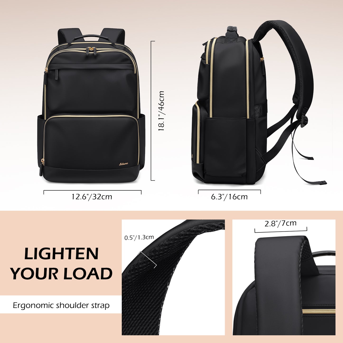 Laptop Backpack for Women: 16 Inch Work Backpack Woman Large Bookbag Waterproof College Computer Teacher Nurse Adult Backpacks Black Business Travel Purse Bag with Laptop Compartment