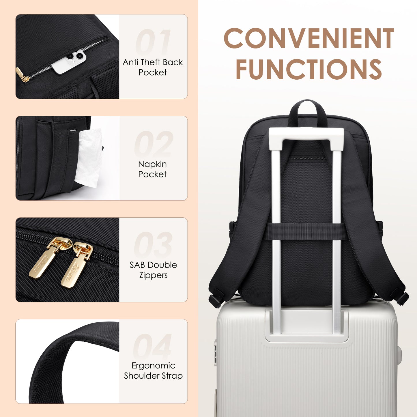 Lunch Backpack for Women Work: Men 16 Inch Laptop Backpack with Insulated Leak Proof Lunch Compartment Large Picnic Lunchbox Bag Meal Prep Bookbag for Nurse Teacher Commuter Travel Black