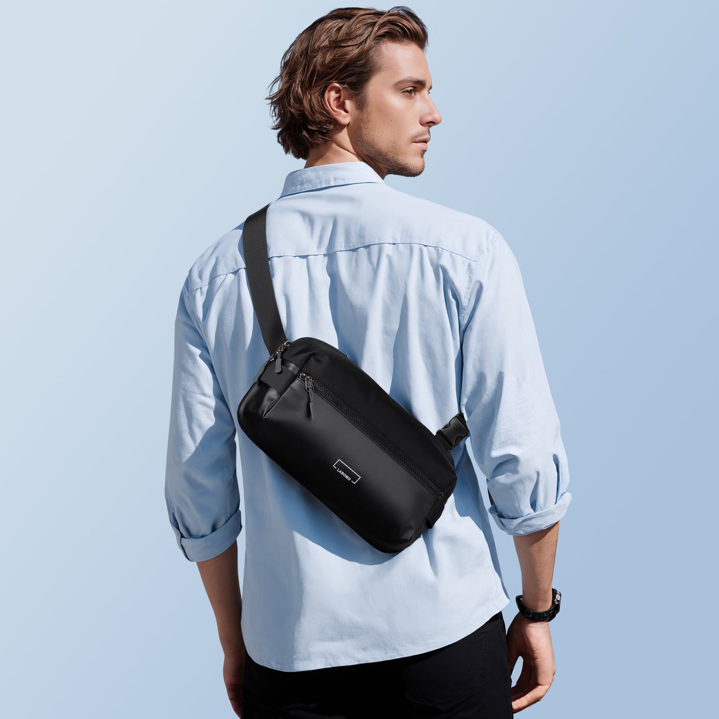 Fanny Pack Sling Bag for Men and Women, Water-resistant Crossbody Bag with Adjustable Strap, Fashion Waist Pack for Traveling Hiking 2024 Black