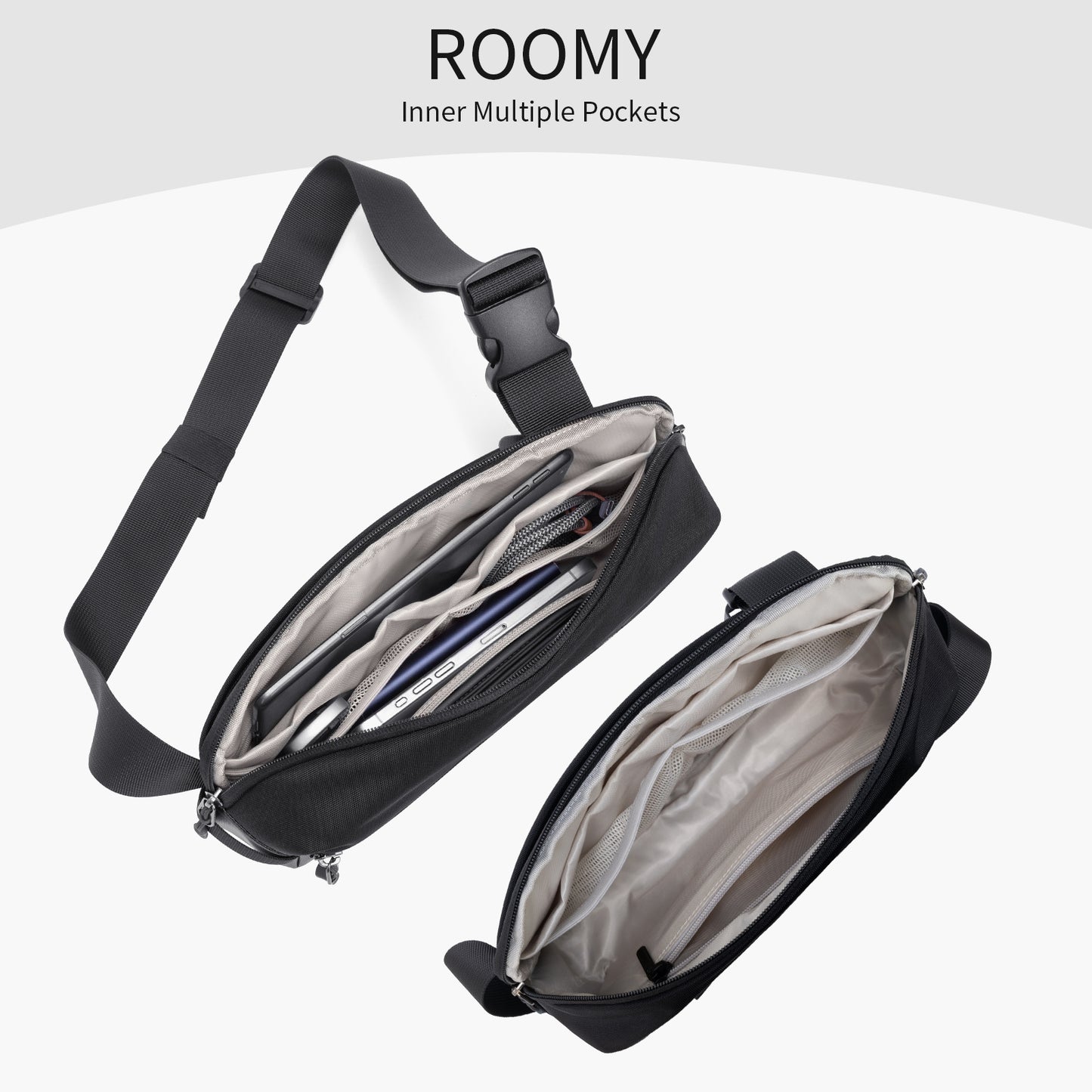 Fanny Pack Sling Bag for Men and Women, Water-resistant Crossbody Bag with Adjustable Strap, Fashion Waist Pack for Traveling Hiking 2024 Black